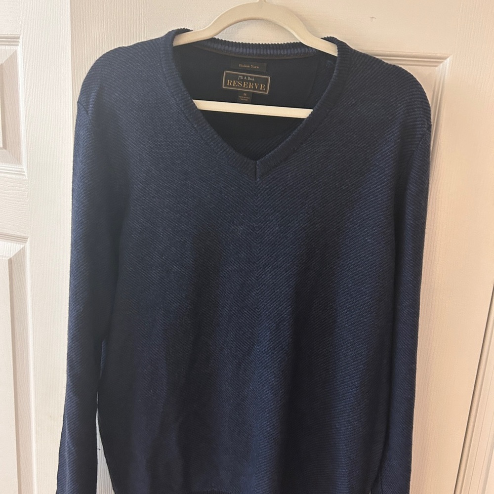 Jos. A. Bank Reserve Men's V-Neck Sweater - Blue M cashmere wool blend